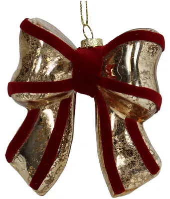 Imagen del producto de Adorno navideño con forma de lazo - Rojo - 13 cm