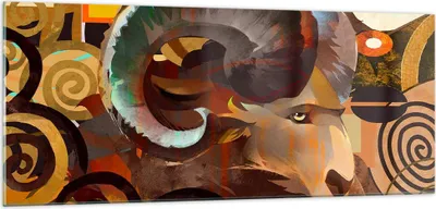 Produktbild von Bilder auf glas - Tier Abstraktion - 100x40cm - Glasbilder - Wandbilder - Kunstdruck - zum Aufhängen bereit - Wanddekoration aus Glas - Glas Bilder - Wandbild auf Glas - Einteilig - GAB100x40-4037