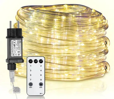 Zdjęcie produktu dla Jiubiaz Oświetlenie linowe LED z pilotem do oświetlenia zewnętrznego / wewnętrznego - ciepłe białe - 30m