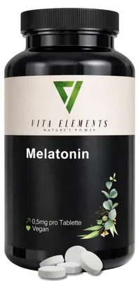 Produktbild von Vita Elements Melatonin 365 Tabletten Jetlag Schlaf-Wach-Rhythmus Reisen Nahrungsergänzungsmittel
