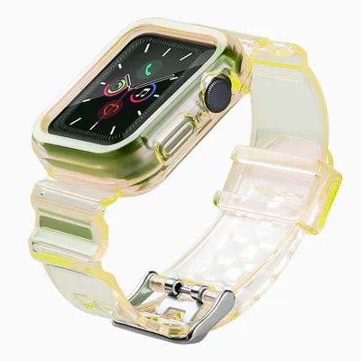Produktbild von Silikonband Armband Armband Gehäuseband Lichtset Für Apple Watch 40mm - Gelb