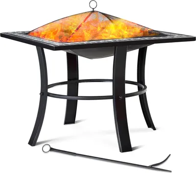 Immagine prodotto di GARDEBRUK® Braciere Quadrato da Esterno Mosaico in Acciaio 76x76cm Parascintille Camino da Giardino Stufa Caminetto Patio