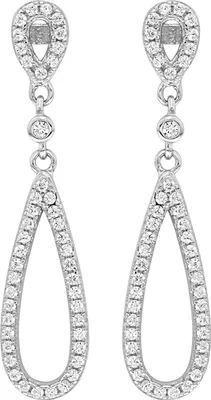 Produktbild von Wunderschöne 925 Sterling Silber (Rhodiniert) Damen - Paar Ohrringe mit Zirkonia - 29mm*7mm; TRS24890
