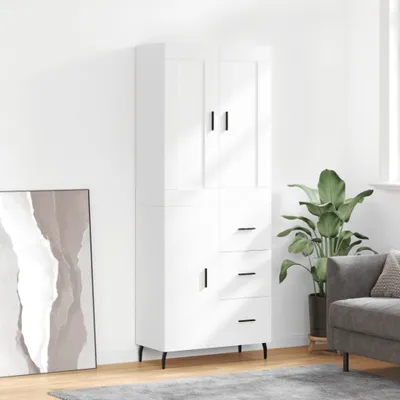Image de vidaXL Highboard blanc 69,5x34x180 cm Bois composite