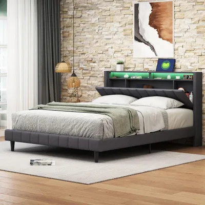 Immagine prodotto di Letti - Letto matrimoniale - Letto imbottito - Divano letto - Struttura letto - 140x200 cm - Porta USB per ricarica
