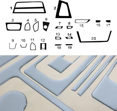Produktbild von Innenraum Dekor Cockpit für Mercedes W201 1982-1993 Aluminium Optik 20tlg