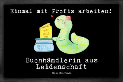 Produktbild von Mr. & Mrs. Panda fußmatte Buchhändlerin Leidenschaft 50 x 75 cm - Schwarz - Geschenk, Schmutzfangmatte, Witzig, Schmutzfangteppich, Schmutzmatte, Bücherwurm, Buchhandlung