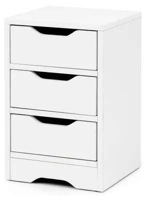 Produktbild von Nachtkonsole 31x49x31 cm Matt mit 3 Schubladen, Nachttisch mit Stauraum, Schlicht Modern, Kleines Nachtschränkchen, Bettkommode Schlafzimmer Weiß