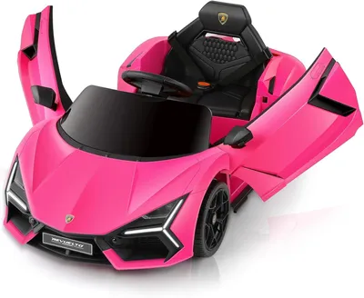 Produktbild von Lamborghini Kinder Elektroauto 12V mit Scherentüren, Fernbedienung, LED & Bluetooth, MP3, Sicherheitsgurt, 2 Fahrmodi, Rosa