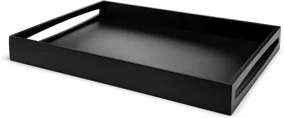 Image de Sous-assiette en bois noir - grande sous-assiette de table de petit-déjeuner - 1 pièce - 55 x 40 cm