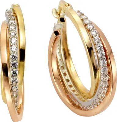 Produktbild von Fascination by Ellen K. Creolen 375/- Gold 2,1cm gelb Zirkonia weiß 324310276-2
