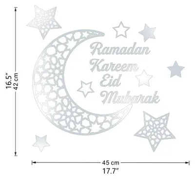 Obrázek produktu pro Ramadan Crescent Acrylic Mirror Sticker 3D Self Adhesive Wall Sticker for Doors Windows Closets