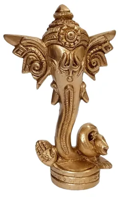 Messing Ganesha Figur mit Trishul, 4,7 Zoll, Sammlerstück