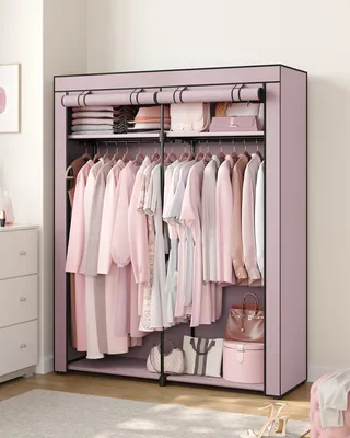 Produktbild von SONGMICS Kleiderschrank, mit 2 Kleiderstangen, faltbar, lavendellila