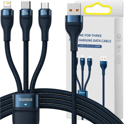 Immagine prodotto di Baseus CASS030003 Cavo USB 1,2 m USB A USB C/Micro USB-A/Blu chiaro
