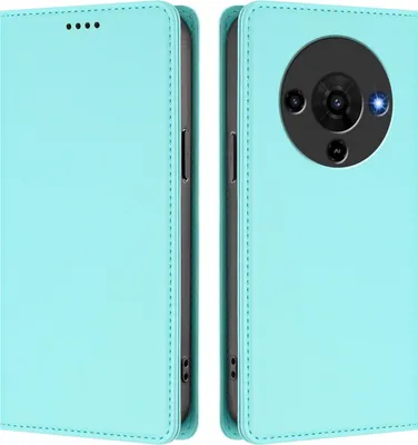 Produktbild von Handyhülle für ZTE Blade A76 5G, Kunstleder Klapphülle Stoßfeste Magnetische Hülle mit Ständer Türkis