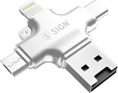 Produktbild von SiGN Micro SD Speicherkartenleser für Mobilgeräte mit USB-C/USB-A/Micro-USB/Lightning