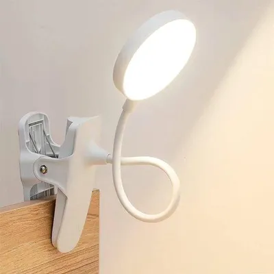 Produktbild von LED-Nachtlampe für das Bett - 3-Farben tragbare Klemmlesempfehlung - USB-gesteuert - kleine Klemm-Desk-Lampe - für Schlafzimmer, Büro, Arbeitszimmer - weiß