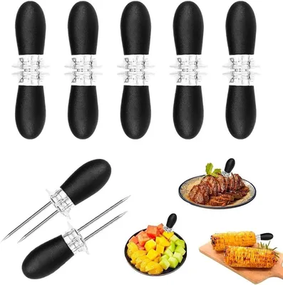 Set aus 12 RVS Maiskolbenhaltern und Spießen für BBQ, Picknick und Gartenfeste