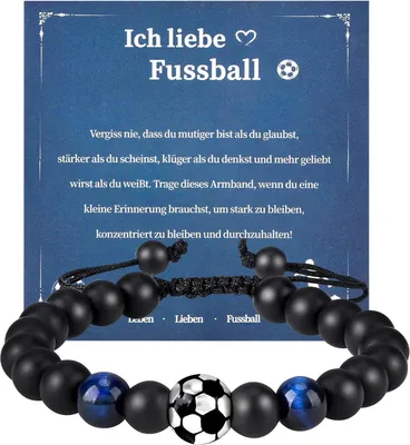 Obrázek produktu pro Fotbalový náramek Yamitora pro chlapce od 5 do 10 let - Personalizovaný fotbalový náramek z přírodního kamene