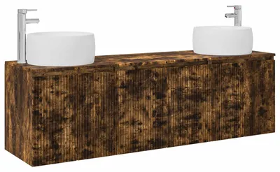 Imagen del producto de Conjunto de tres armarios para baño, en roble ahumado