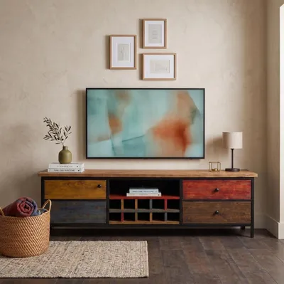 Produktbild von TV Lowboard Holz Metall Industrial Design Rustikal Bunt Kommode Schrank Vintage