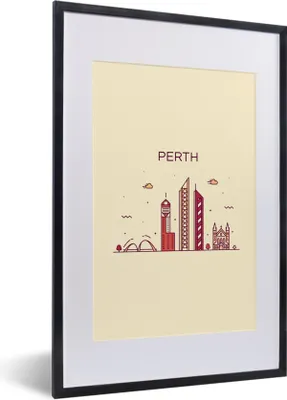 Produktbild von MuchoWow® MuchoWow® Gerahmtes Poster Australien - Perth - Skyline 40x60 cm - Poster mit zchwarzem Bilderrahmen - Poster in Rahmen