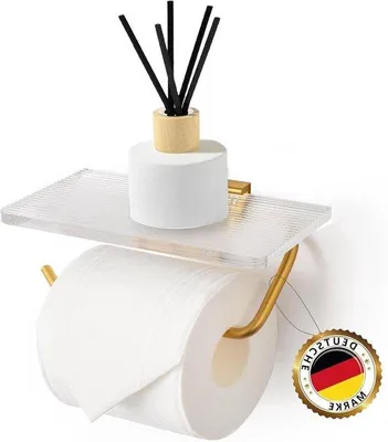 Zdjęcie produktu dla Złoty uchwyt na papier toaletowy – 17 x 10 cm – samoprzylepny lub do przykręcania