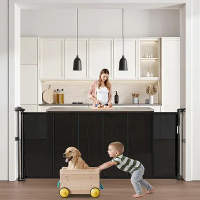 Produktbild von Baby-Schutzgitter Einziehbar - Ausziehbares Haustiergitter 87cm - Sicherheitsgitter für Kinder und Tiere