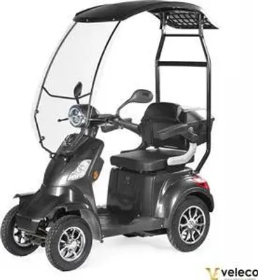 Immagine prodotto di Scooter elettrico Veleco Faster con tettuccio e parabrezza - batteria al litio rimovibile - scooter a 4 ruote per anziani - mobility scooter (grigio)
