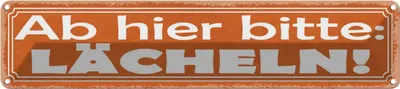 Produktbild von vianmo Blechschild 10x46 cm Ab hier bitte lächeln Dekoration Spruch Zitat