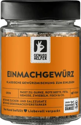 Produktbild von Einmachgewürz, grob, perfekt zum Einlegen von Gurken und Gemüse, 70g im Glas