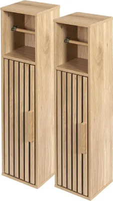 Produktbild von Nordix Toilettschrank WC-Schrank Badezimmerschrank WC-Rollenhalter Toilettenpapierhalter Stehend Holz