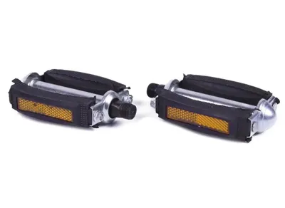 Produktbild von Fahrrad Pedale 14 mm 2er Set Kunststoff Schwarz Anti Rutsch Reflektoren Bike Universal MTB Citybike Trekkingrad eBike