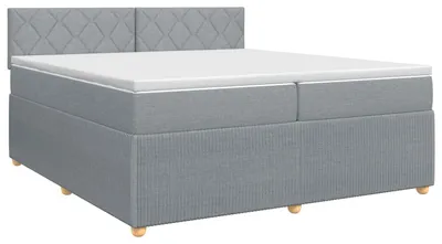Image de vidaXL Lit boxspring avec matelas gris clair 200 x 200 cm Tissu