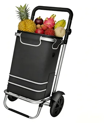 Image de Chariot de courses pliable et robuste YRHome Einrad, noir, capacité de charge de 30 kg, pour le jardin, la plage et le camping