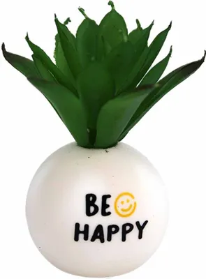 Produktbild von Künstliche Pflanze im Topf Motiv "Be Happy" - ca. 8 cm
