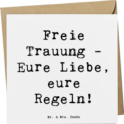 Produktbild von Mr. & Mrs. Panda Klappkarte Spruch Freie Trauung Liebe Regeln - Weiß - Geschenk, doppelkarte, Geschenke, Glückwunschkarte, Hochzeitsrituale, Hochzeit, faltkarte, Heirat