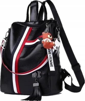 Produktbild von Damen-Leder-Rucksack - Stadtrucksack für jedes Outfit - Vielseitige Nutzung - Teddybär - Vintage-Look - Schwarz
