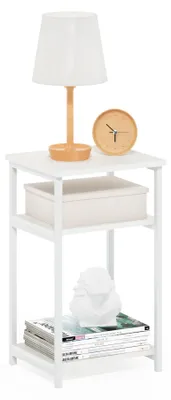 3-stufiger Beistelltisch, Metallgestell, Weiß, 1er-Pack
