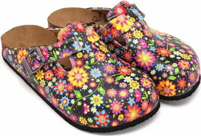 Produktbild von Goby Clogs Schuhe für Damen – Handgefertigte - Mädchen- und Damenschuhe für den Alltag - Farbiger Druck - Bequem & Langlebig - EVA-Sohle – Grundschul-Zeichnungen