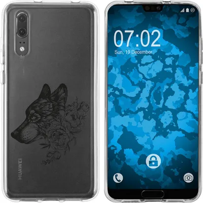 Produktbild von PhoneNatic Case kompatibel mit Huawei P20 Silikon-Hülle Floral Wolf M3-1