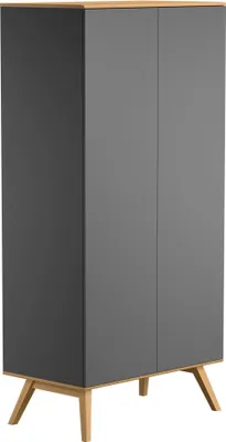 Produktbild von Garderobenschrank, Farbe: Grau / Eiche - Abmessungen: 208 x 100 x 58 cm (H x B x T)