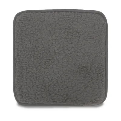 Zdjęcie produktu dla Poduszka na siedzisko (szara) o wyglądzie wełny jagnięcej 37cm x 37cm x 4cm - certyfikat Oeko-Tex - poduszka na siedzisko gładka, poduszka na krzesło Sherpa
