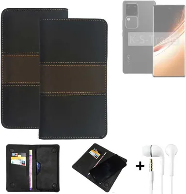 Produktbild von K-S-Trade Handyhülle + Kopfhörer kompatibel mit Vivo V30 Pro Schutzhülle Walletcase Bookstyle Tasche Schutz Case Hülle Wallet Cover Kunstleder