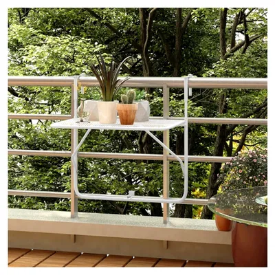 Produktbild von Klappbarer Balkontisch, Hängetisch für Garten, Terrasse und Hof, weiß, 60 x 40 cm aus Stahl