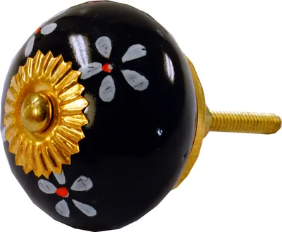 Produktbild von Kleiner Keramik Möbelknopf, Möbelknauf Möbelgriff, Schranktürknöpfe, Möbelknöpfe, Schubladengriff - Modell 113, Schwarz, 3*3*6 cm, Möbelknöpfe