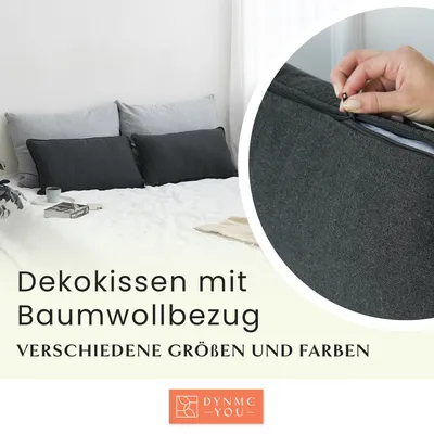 Produktbild von DYNMC you Sofakissen mit Füllung und Bezug - 2er Set 40x60cm mit Viel Füllung - VERGLEICHSSIEGER - Rückenkissen mit Baumwoll-Bezug - Bequeme Dekokissen - Couchkissen Anthrazit
