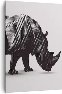 Produktbild von Bild auf Leinwand - Leinwandbild - Einteilig - Nashorn Tier Afrika Safari - 70x100cm - Wand Bild - Wanddeko - Wandbilder - Leinwanddruck - Wanddekoration - Leinwand bilder - Wandbild - PA70x100-2935