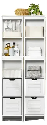 Image de Meuble de salle de bains, design moderne, grand espace de rangement, BLANC